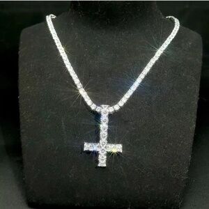 Upside Down Cross Necklace | Opium Hip Hop Chain | Inverted Cross Pendant |